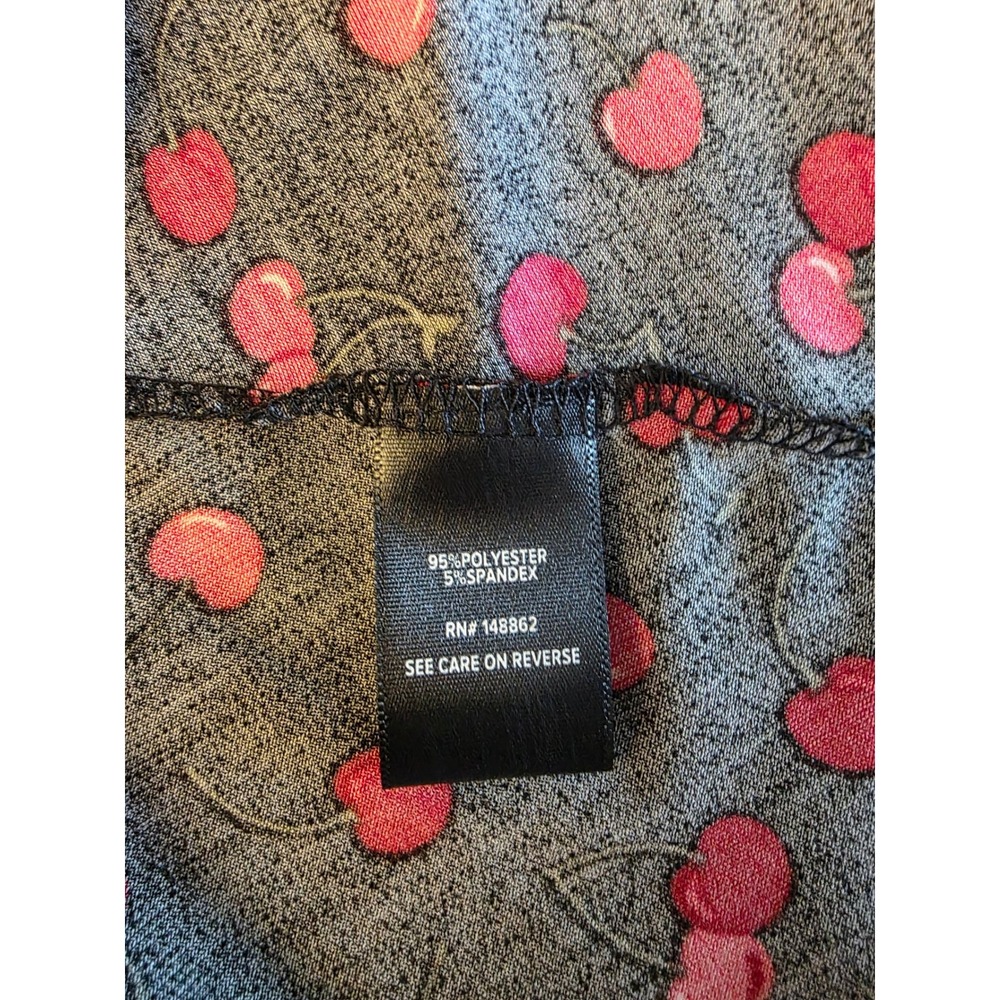 Torrid Cherry Print Faux Wrap Dress Size 1 Black Red Retro Pin Up Rockabilly - Picture 7 of 12